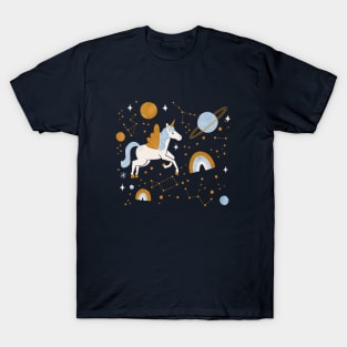 Space Unicorn in Navy + Gold T-Shirt